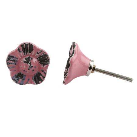 Pink Daffodils Ceramic Etched Cupboard Knob